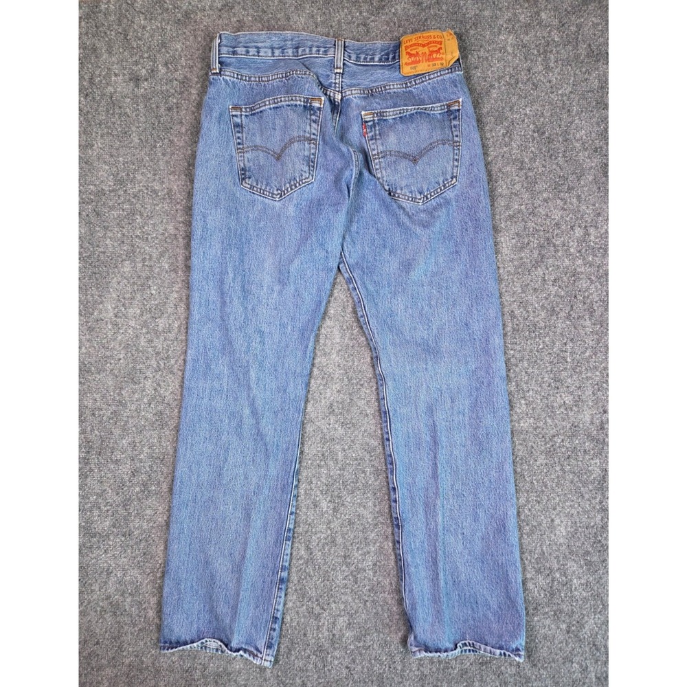 Levi's 501 Original Fit Jeans Mens 33x32 Blue Medium Wash Straight Leg Denim - Picture 2 of 11